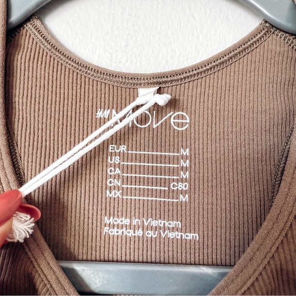 H&M Brown High Neck Long Line Sports Bra Size Medium - Picture 2 of 5